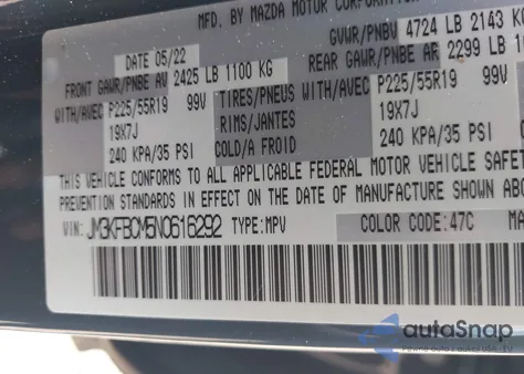 2022 Mazda Cx-5 2.5 S Carbon Edition z USA, uszkodzony, nr VIN JM3KFBCM5N0616292